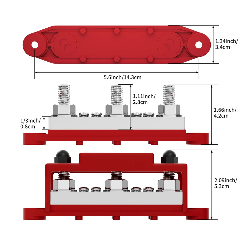 Kit de barre omnibus qualité marine | 400A | 3 x M10, 8 x M5