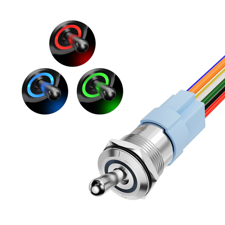 RGB LED Kippschalter 12V | Wasserdicht | 7-Pin | 20A