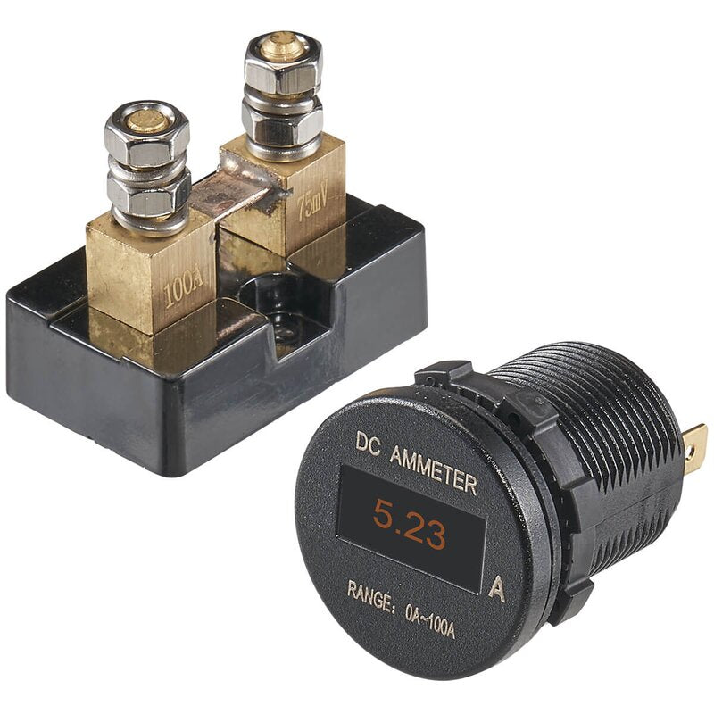 Amperemeter mit Shunt:  Für 12 oder 24-V-System Anzeige zu Messung von Lade- oder Entladestrom