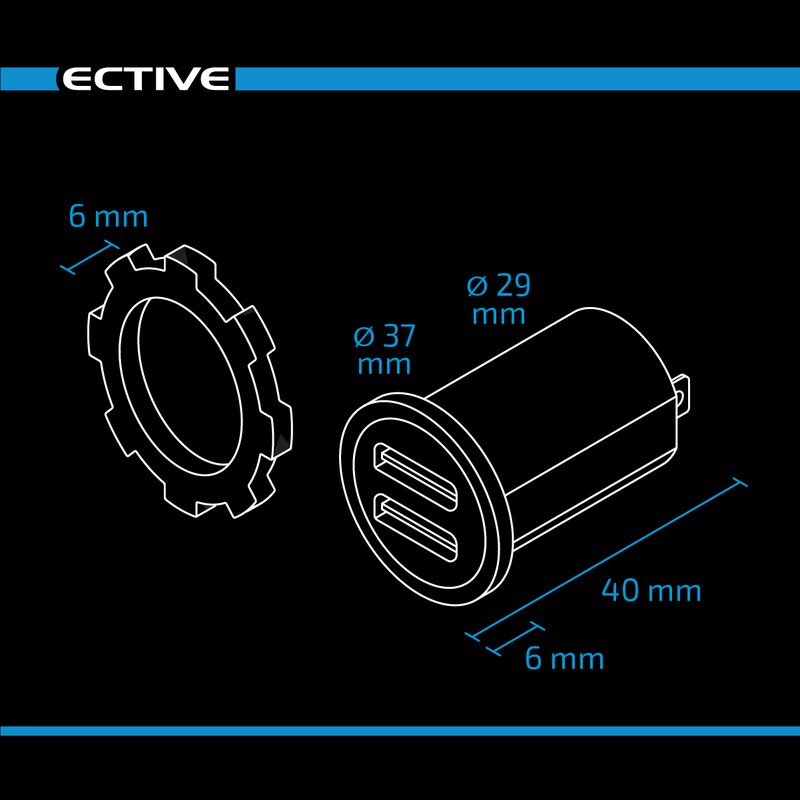 Dual LED USB-Einbaubuchse 5V 2,4A