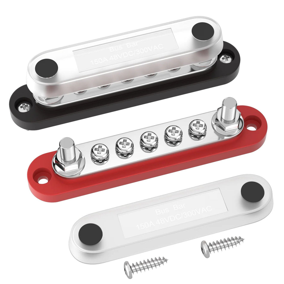 Jeu de barres omnibus de qualité marine | 150A | 48V | 2 x M6, 5 x M4