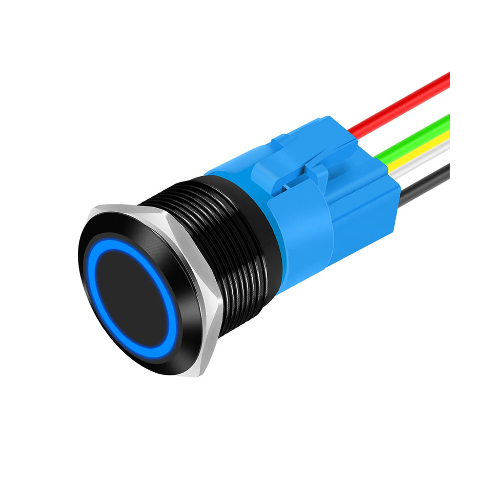 Beleuchteter 12V Taster mit Kabelbaum | 22mm einrastend