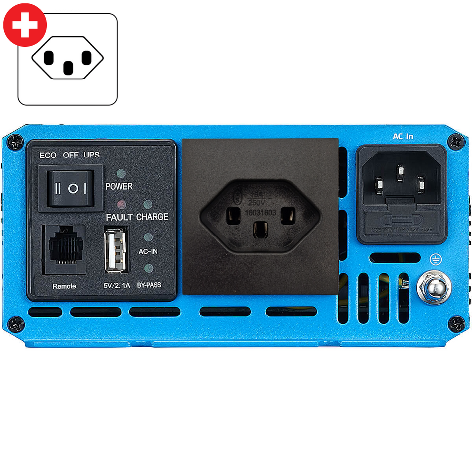 Inverter sinusoidale CSI 10 1000W 24V con circuito di priorità di rete e caricabatterie (spina CH)