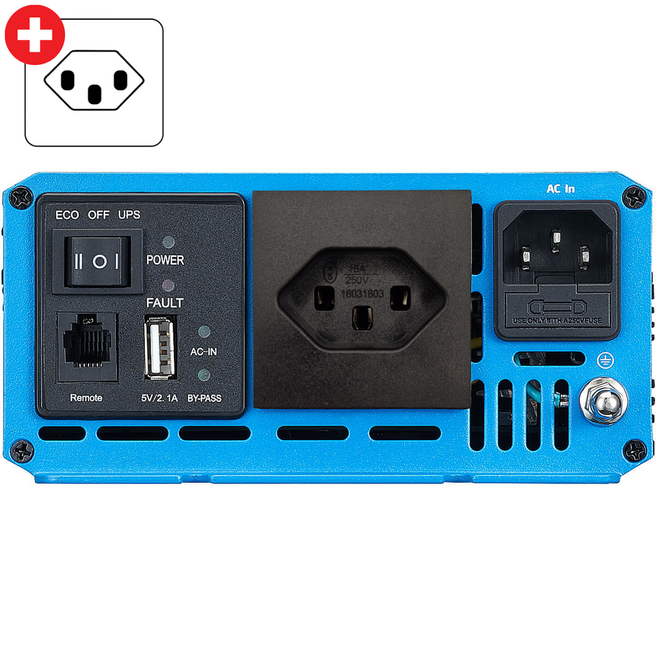 Inverter sinusoidale TSI 10 1000W 24V con circuito di priorità di rete (spina CH)