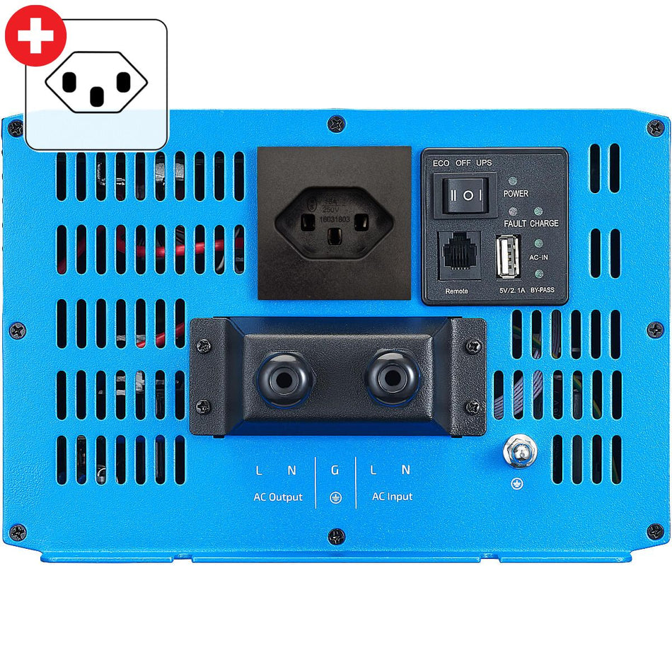 Inverter sinusoidale CSI 30 3000W 12V con circuito di priorità di rete e caricabatterie (spina CH)
