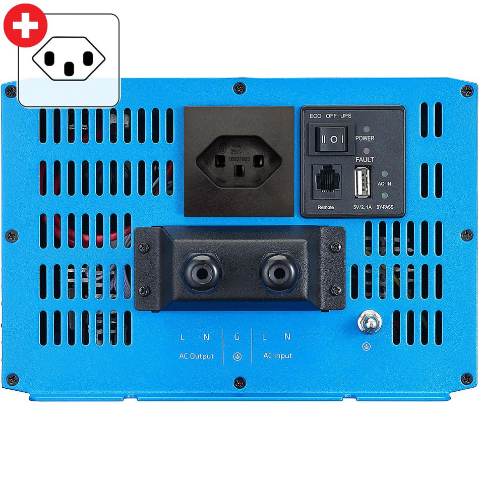 Inverter sinusoidale TSI 30 3000W 24V con circuito di priorità di rete (spina CH)