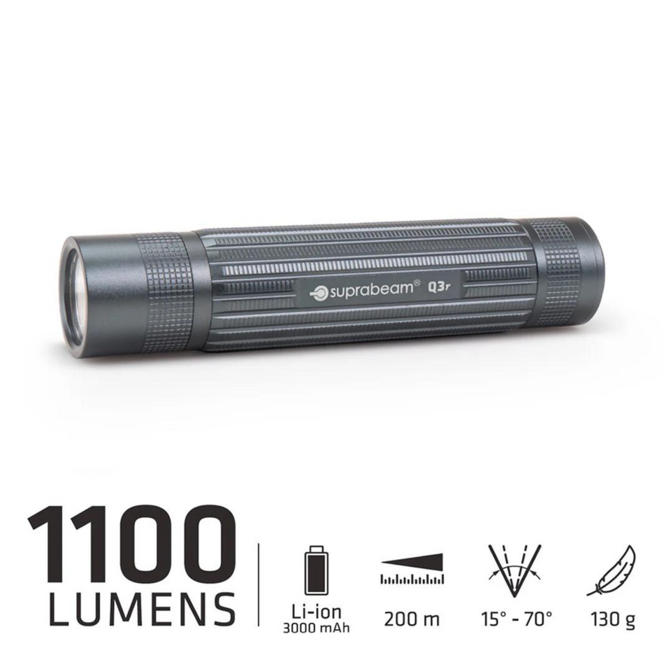 Lampe de poche à batterie Q3r - 1100 Lm