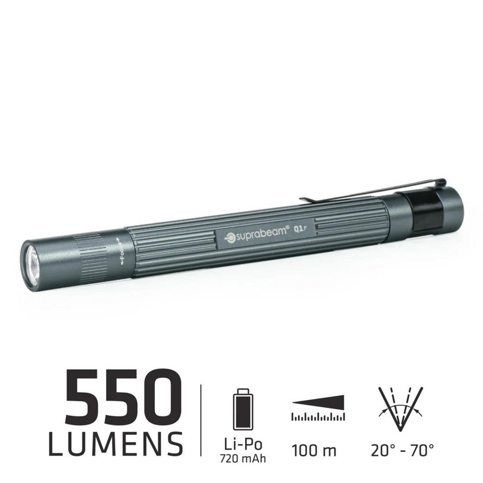 Lampe de poche à batterie Q1r - 550 Lm