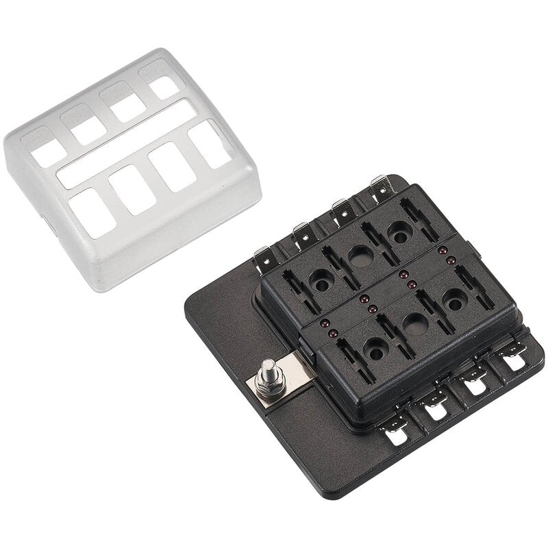 Portafusibili piatto per auto con indicatore LED per 8 fusibili 30A/32V DC (connessione rapida)