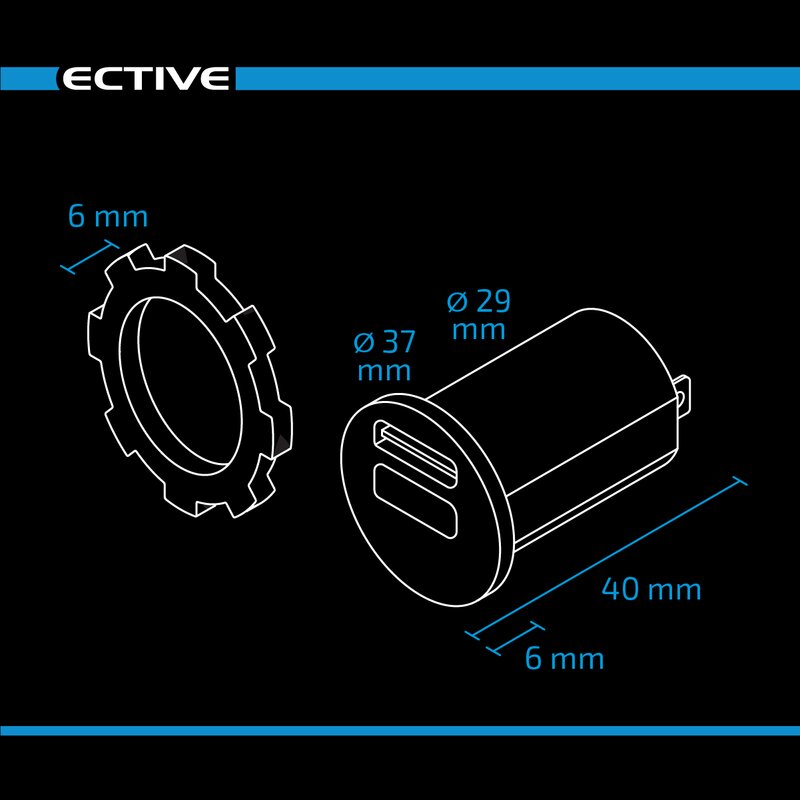 USB 3.0 Einbaubuchse mit Spannungsanzeige 12/24V